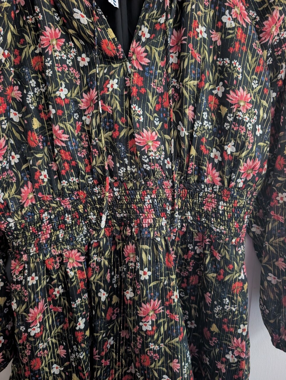 NWT Old Navy Floral & Metallic Boho Dress - Picture 4 of 7
